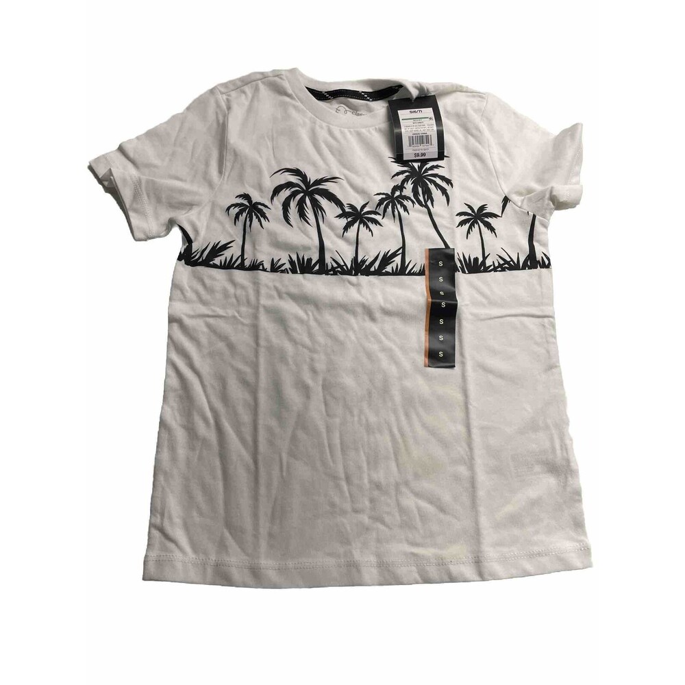 NEW Art Class Boy's White Summer‎ Beach Palm Tree Print Graphic T-Shirt Sz Small
